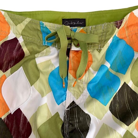 Quicksilver Men's Drawstring Surf Swim Boardshorts Green/Teal/Orange Pocket - 38 - Picture 6 of 12